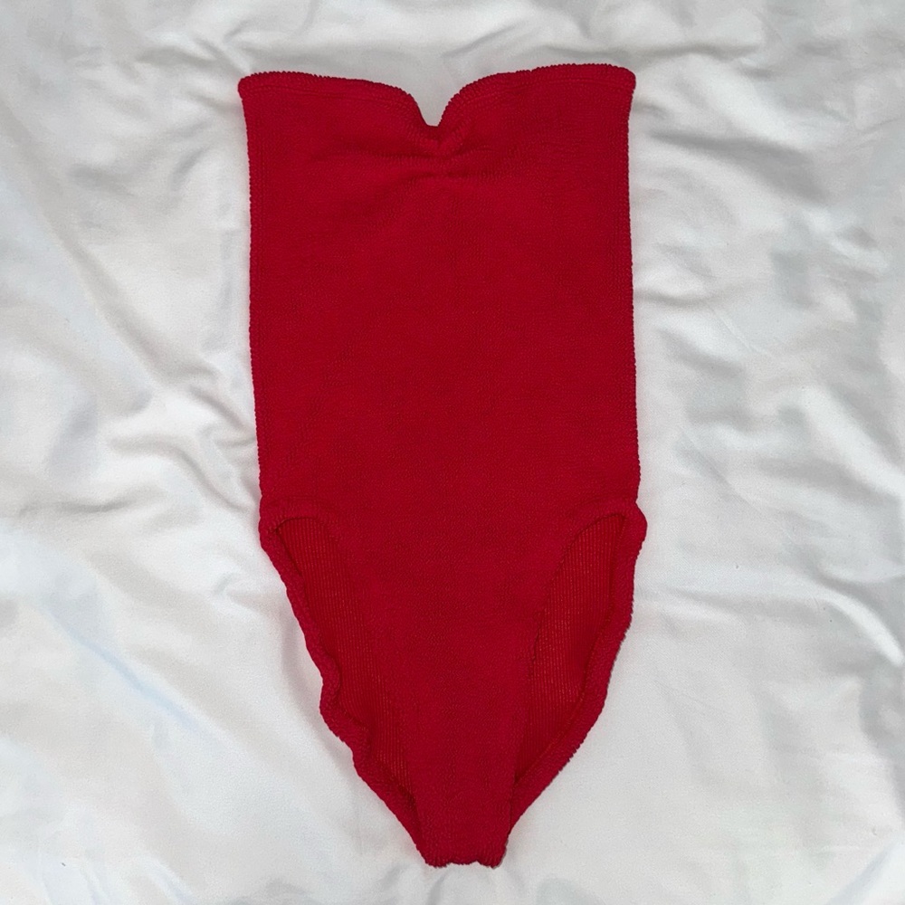 Hunza G Strapless Red One-Piece Swim - Picture 2 of 7